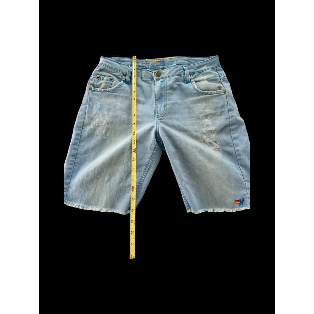 Aviator Nation Cali Lover Low Rise Denim Jean Short Blue Rainbow Sz 29 - Picture 10 of 12